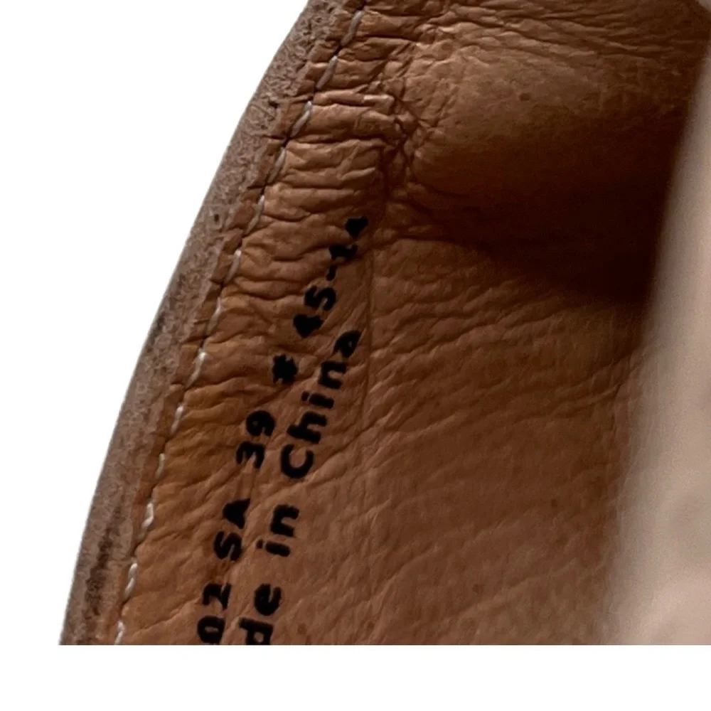 Camper Heel Tan Velcro Ankle Strap suede and patent low heel sandals size 39 8.5 - Picture 10 of 12